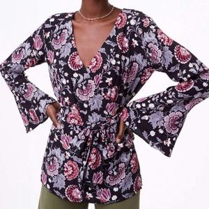 LOFT Dahlia Garden Kimono Blouse
